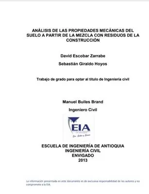 Análisis de las propiedades mecánicas del suelo a partir de la mezcla con residuos de la construcción